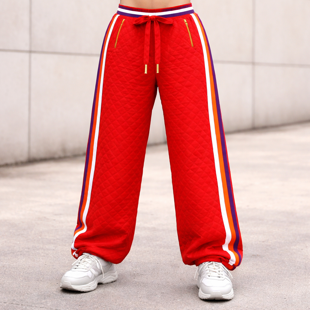 Red Quilted Oasis Joggers