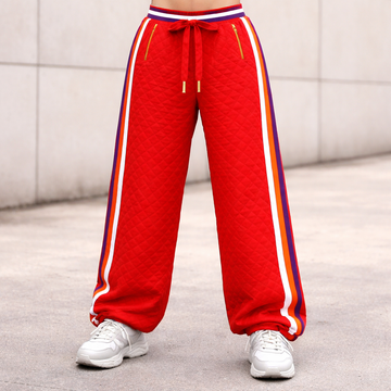 Red Quilted Oasis Joggers